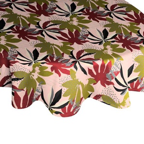 Tischdecke ADAM Jungle Tischdecken Gr. B/L: 220 cm x 145 cm, 1 St., oval, bunt (dunkelrot, grün, rosa) Tischdecken