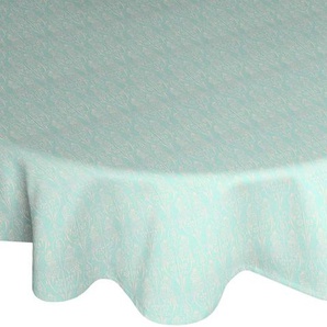 Tischdecke ADAM Little Parrot Tischdecken Gr. B/L: 145 cm x 220 cm, oval, blau (helltürkis) Tischdecken nachhaltig