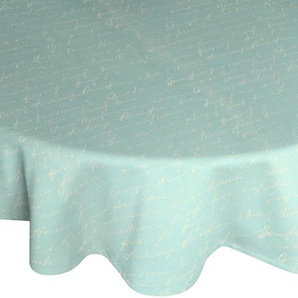 Tischdecke ADAM Scribble Tischdecken Gr. B/L: 145 cm x 145 cm, rund, blau (natur, hellblau) Tischdecken