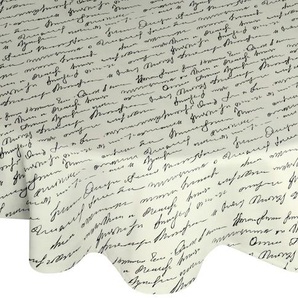 Tischdecke ADAM Scribble Tischdecken Gr. B/L: 145 cm x 145 cm, rund, schwarz (natur, schwarz) Tischdecken