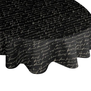 Tischdecke ADAM Scribble Tischdecken Gr. B/L: 145 cm x 145 cm, rund, schwarz (schwarz, natur) Tischdecken nachhaltig aus Bio-Baumwolle,Made in Germany