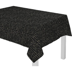 Tischdecke ADAM Scribble Tischdecken Gr. B/L: 190 cm x 145 cm, rechteckig, schwarz (schwarz, natur) Tischdecken nachhaltig aus Bio-Baumwolle,Made in Germany