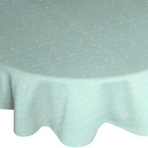 Tischdecke ADAM Scribble Tischdecken Gr. B/L: 220 cm x 145 cm, oval, blau (natur, hellblau) Tischdecken nachhaltig aus Bio-Baumwolle,Made in Germany