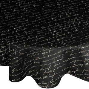 Tischdecke ADAM Scribble Tischdecken Gr. B/L: 220 cm x 145 cm, oval, schwarz (schwarz, natur) Tischdecken nachhaltig aus Bio-Baumwolle,Made in Germany