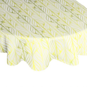 Tischdecke ADAM Wave Tischdecken Gr. B/L: 220 cm x 145 cm, oval, bunt (natur, hellgrün, gelb) Tischdecken nachhaltig aus Bio-Baumwolle,Made in Germany