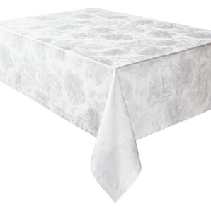 Tischdecke CURT BAUER 3458 Diana, mit filigran gezeichneten Pfingstrosen, Damast-Tischwäsche Tischdecken Gr. B/L: 160 cm x 250 cm, 1 St., eckig, weiß Tischdecken aus 100% Baumwolle, merzerisiert