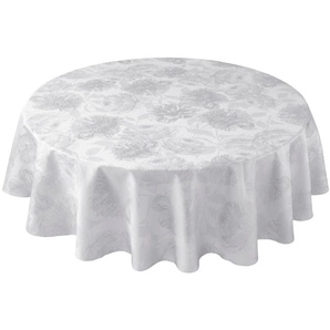 Tischdecke CURT BAUER 3458 Diana, rund, mit filigran gezeichneten Pfingstrosen Tischdecken Gr. Ø 180 cm, 1 St., rund, weiß Tischdecken aus 100% Baumwolle, merzerisiert, Damast-Tischwäsche