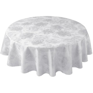 Tischdecke CURT BAUER 3458 Diana, rund, mit filigran gezeichneten Pfingstrosen Tischdecken Gr. Ø 180 cm, 1 St., rund, weiß Tischdecken