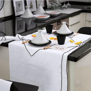 Tischdecke schwarz umsäumt - bunt - 70 % Baumwolle, 30 % Leinen - Tischwäsche
