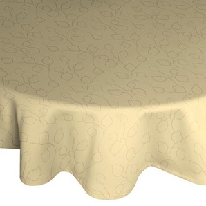 Tischdecke WIRTH Westport Tischdecken Gr. B/L: 190 cm x 130 cm, 1 St., oval, beige Tischdecken Made in Germany, Jacquard Dekostoff, Blatt-Design, Pflegeleicht
