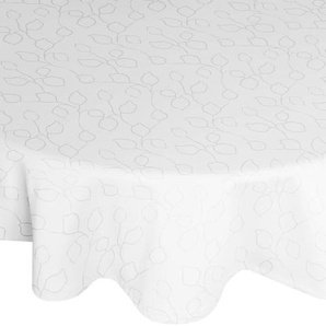 Tischdecke WIRTH Westport Tischdecken Gr. B/L: 190 cm x 130 cm, 1 St., oval, weiß Tischdecken Made in Germany, Jacquard Dekostoff, Blatt-Design, Pflegeleicht