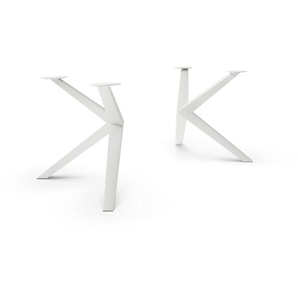 Tischgestell Zenthara kantig Metall Weiß (2er-Set), Gestelle