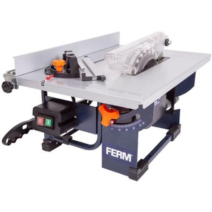 Ferm - Tischkreissäge 800 w – Inkl. ø 200mm 24-Z-Sägeblatt, Gehrungsführung, Parallelführung, Schubstange und Staubsaugeranschluss