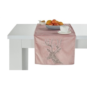 Tischläufer Hirsch - rosa/pink - Synthetik - 40 cm | Möbel Kraft