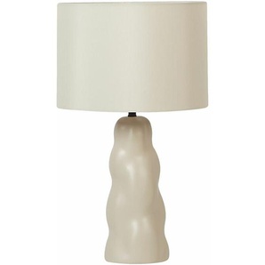Tischlampe Beige Keramik Vasenform 51 cm Stoffschirm Trommelform Einfarbig Kabel mit Schalter Modern Skandi Schlaf- u. Wohnzimmer
