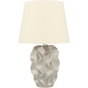 Tischlampe Gold Keramik 46 cm Stoffschirm Cremeweiß Wellenform Kabel mit Schalter Moderner Minimalistischer Stil