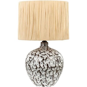 Tischlampe Schwarz-Weiß Keramik Vasenform 45 cm Papierschirm Trommelform Natürlich Langes Kabel mit Schalter Modern Boho Beleuchtung Leuchte