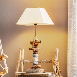 Tischlampe Seregon ONLI, creme / amber, für Wohn- / Esszimmer, Holz, Landhaus / Rustikal, Tischlampe 4848/LG