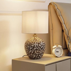 Tischlampe Thalassia Lindby, alu / grau / zink, für Wohn- / Esszimmer, Keramik, Landhaus / Rustikal, Tischlampe 10019829