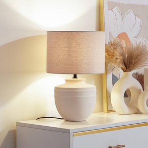 Tischlampe Thalassia Lindby, creme / amber, für Flurbereich, Keramik, Tischlampe 10019830