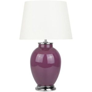 Tischlampe Violett Keramik 56 cm Stoffschirm Weiß Empire Vasenform Kabel mit Schalter Retro-Stil