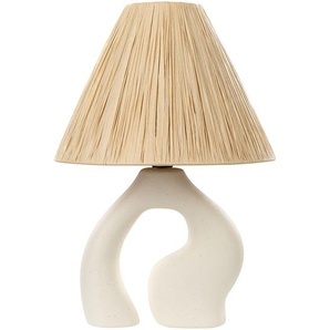 Tischlampe Weiß Keramik 42 cm Organische Form Papierschirm Kegelform Natürlich Kabel mit Schalter Modern Skandinavisch Beleuchtung