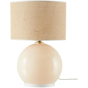 Tischleuchte, 1-flammig, Glas beige/ Leinen Schirm - beige - Materialmix - 50 cm - [36.0] | Möbel Kraft
