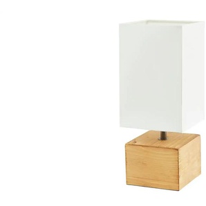 Tischleuchte 1-flammig Holz/ Stoffschirm weiß - holzfarben - Materialmix - 12 cm - 30 cm - cm 12,0 | Möbel Kraft