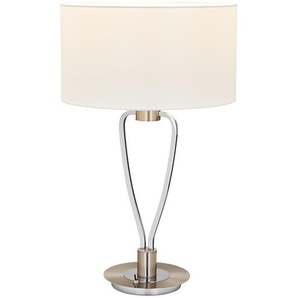 Trio Tischleuchte, 1-flammig, nickel matt, Fuß geschwungen - silber - Materialmix - 58 cm - [35.0] | Möbel Kraft