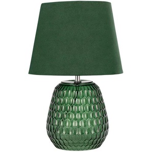 Tischleuchte, 1-flammig, Samt/Glas grün - grün - Materialmix - 37 cm - [25.0] | Möbel Kraft