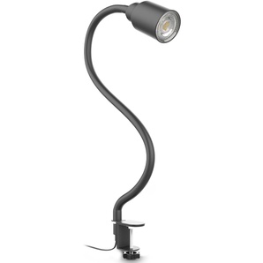 Tischleuchte B.K.LICHT Lampen Gr. 1 flammig, Ø 52 cm Höhe: 38,5 cm, schwarz LED Tischlampen Klemmleuchte, warmweiß, flexibler Schwanenhals, Kippschalter, Metall