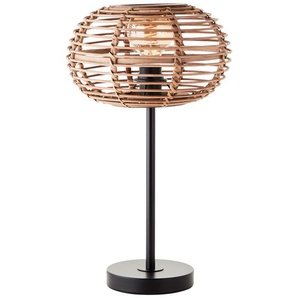 Tischleuchte BRILLIANT Woodball Lampen Gr. 1 flammig, Ø 28,00 cm Höhe: 48,00 cm, 1 St., schwarz (schwarz matt, natur) Tischlampen mit Bambus Schirm, 49 x 28 cm, E27, matt schwarznatur