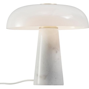 Tischleuchte DESIGN FOR THE PEOPLE GLOSSY Lampen Gr. Ø 32 cm Höhe: 32 cm, weiß Tischlampen Marmor Fuß, Textil Kabel