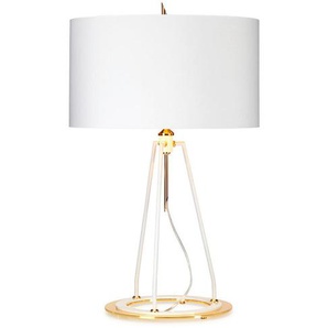Tischleuchte Elstead Ferrara, Weiß, Gold, Metall, Textil, 73.7 cm, Grüner Punkt, RoHS, Lampen & Leuchten, Innenbeleuchtung, Tischlampen, Tischlampen