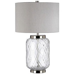 Tischleuchte Elstead Sola, Klar, Nickel, Metall, Glas, Textil, 50.5 cm, Grüner Punkt, RoHS, Lampen & Leuchten, Innenbeleuchtung, Tischlampen, Tischlampen