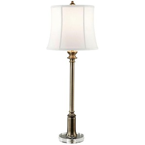 Tischleuchte Elstead Stateroom, Messing, Metall, Textil, 81.3 cm, Grüner Punkt, RoHS, Lampen & Leuchten, Innenbeleuchtung, Tischlampen, Tischlampen