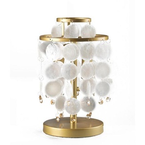 Tischleuchte, Gold, Perlmutt, Metall, Naturmaterialien, rund,rund, 20x36x20 cm, Eec, ohne Chemie, Lampen & Leuchten, Innenbeleuchtung, Tischlampen, Tischlampen