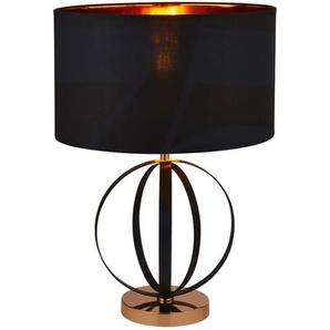Tischleuchte Hazel, Schwarz, Gold, Kunststoff, Textil, 38x58 cm, Lampen & Leuchten, Innenbeleuchtung, Tischlampen, Tischlampen