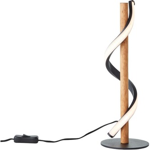 Tischleuchte HOME AFFAIRE Amanlis Lampen Gr. 1 flammig, Ø 12,00 cm Höhe: 35,00 cm, schwarz (natur, schwarz) LED Tischlampen 35 cm Höhe, 640 Lumen, warmweißes Licht, Holz Metall Kunststoff