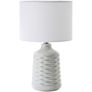 Tischleuchte, Weiß, Metall, Textil, 42 cm, Lampen & Leuchten, Innenbeleuchtung, Tischlampen, Nachttischlampen