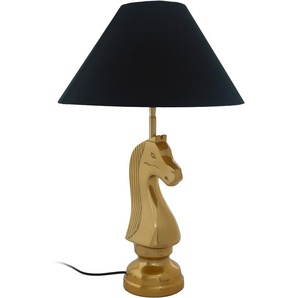 Tischleuchte KAYOOM Shah Lampen Gr. 1 flammig, Ø 40 cm Höhe: 62 cm, schwarz Tischlampen Tischlampe mit dekorativem Schah-Pferd-Sockel aus Metall, Stoffschirm