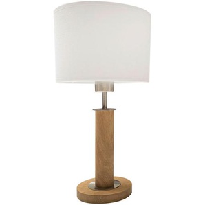 Tischleuchte Melinda, Weiß, Textil, Eiche, massiv, oval,oval, 17x46 cm, Made in EU, FSC 100%, Schnurschalter, Lampen & Leuchten, Innenbeleuchtung, Tischlampen, Tischlampen