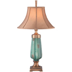 Tischleuchte Elstead QZ-Monteverde, Grün, Messing, Keramik, 45.7x86.4 cm, Grüner Punkt, RoHS, Lampen & Leuchten, Innenbeleuchtung, Tischlampen, Tischlampen