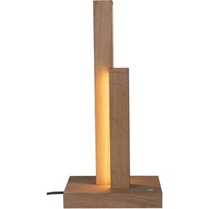 Tischleuchte SPOT LIGHT MANHATTAN Leuchten Gr. 2 flammig, braun (eichefarben, holzfarben) Tischlampe LED Tischlampen Lampen integriertes 24V-LED-Modul, Touch Dimmer, aus edlem Eichenholz