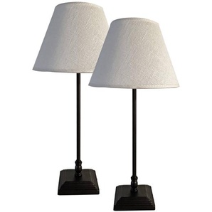 Tischleuchte Tommy 2er - Set Ø 20cm Weiß Baumwollstoff E27