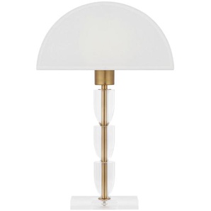 Tischleuchte, Weiß, Messing, Metall, Kunststoff, Textil, 12x47x30 cm, CE, gleichmäßige Lichtverteilung, Lampen & Leuchten, Innenbeleuchtung, Tischlampen, Nachttischlampen