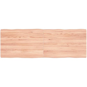 Tischplatte 120x40x4 cm Massivholz Eiche Behandelt Baumkante