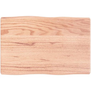 Tischplatte 60x40x4 cm Massivholz Eiche Behandelt Baumkante