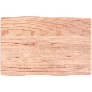 Tischplatte 60x40x4 cm Massivholz Eiche Behandelt Baumkante