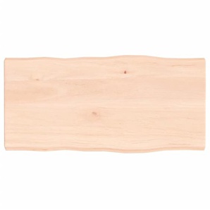 Tischplatte 80x40x4 cm Massivholz Eiche Unbehandelt Baumkante